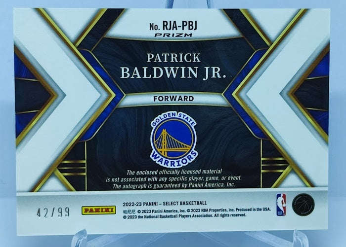 2022-23 Panini Select Purple Prizm Rookie Jersey Patrick Baldwin 42/99