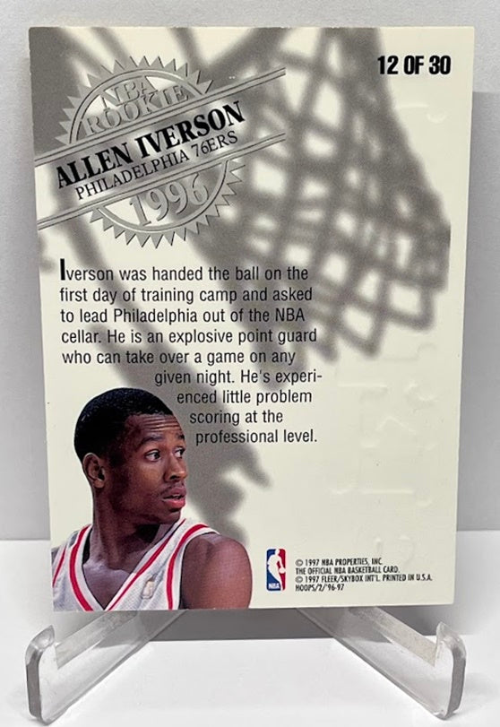 1996-97 Fleer Hoops NBA Rookie Allen Iverson Philadelphia 76ers #12