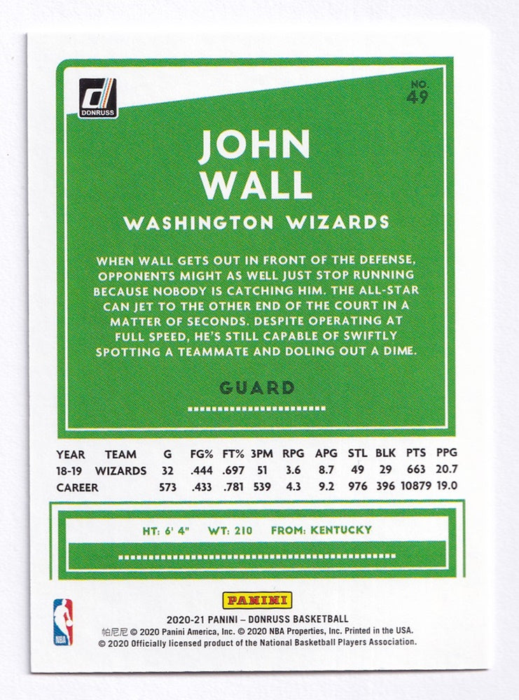 2020-21 Panini Donruss Press Proof John Wall Rockets 207/349 #49