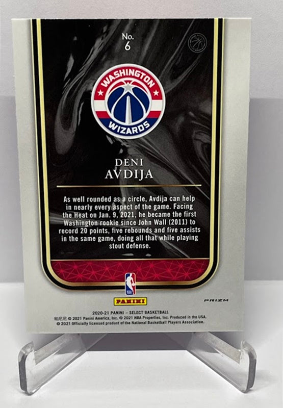 2020-21 Panini Select Blue Prizm RC Deni Avdija Washington Wizards #6