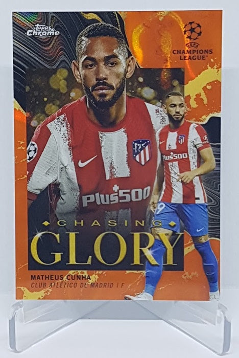 2022 Topps Chrome Champions League Chasing Glory Orange Matheus Cunha