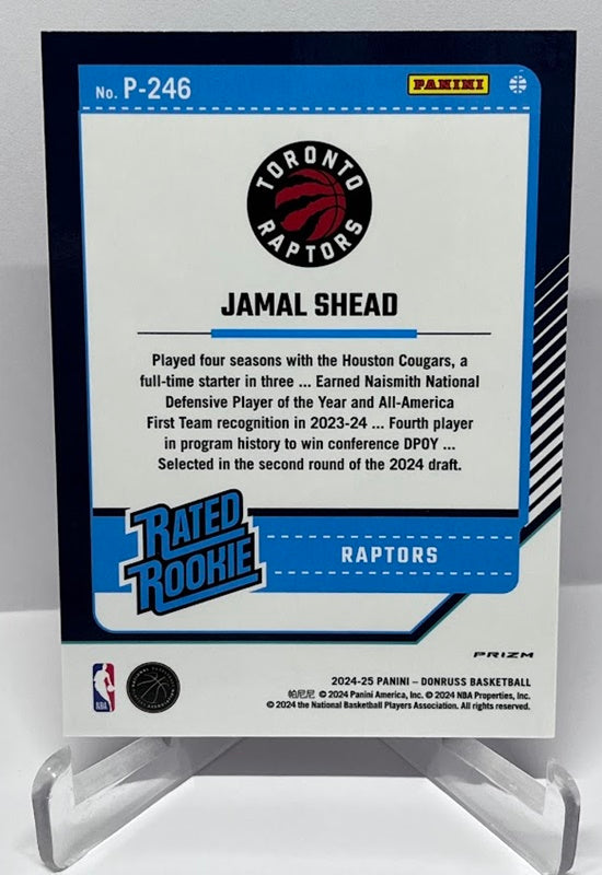 2024-25 Panini Donruss White Velocity Prizm RC Jamal Shead Raptors #P246 *6 SSP