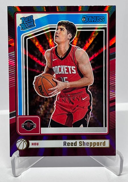 2024-25 Panini Donruss Red Laser Rated Rookie Reed Sheppard Rockets #202 *6