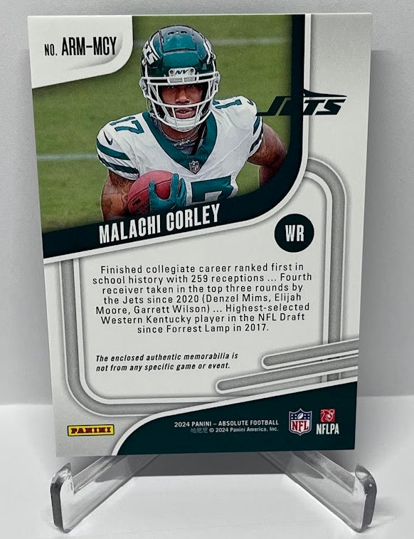 2024 Panini Absolute Rookie Materials RC Malachi Corley New York Jets *3