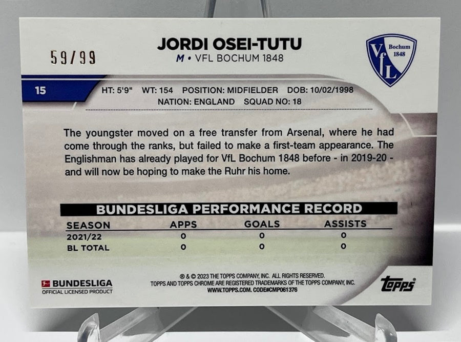 2022-23 Topps Chrome RC Jordi Osei-Tutu VFL Bochum 59/99 #15