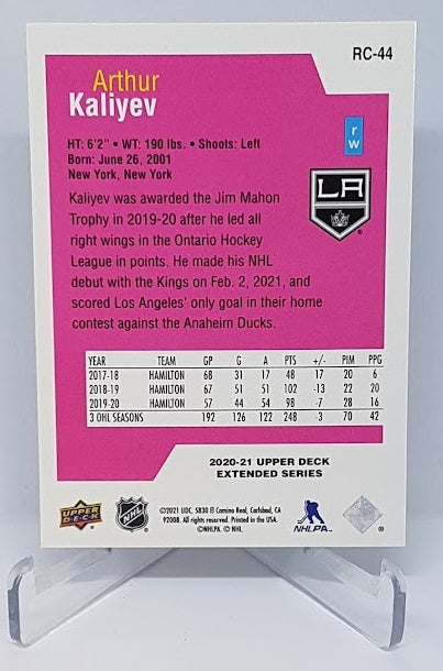 2020-21 Upper Deck Extended Series Rookie Class Arthur Kaliyev LA Kings RC-44