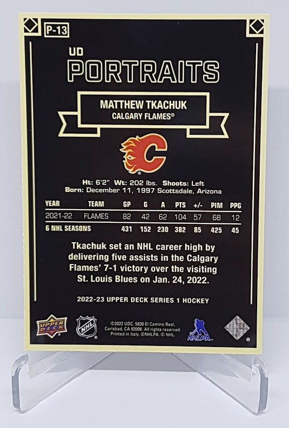 2022-23 Upper Deck Portraits Matthew Tkachuk Flames