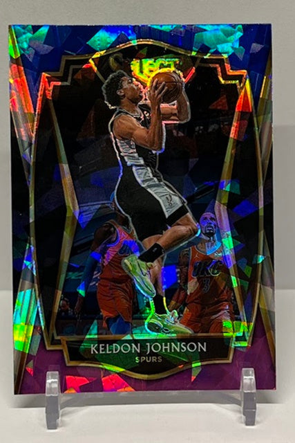 2020-21 Panini Select Blue White Purple Cracked Ice Keldon Johnson Spurs #148
