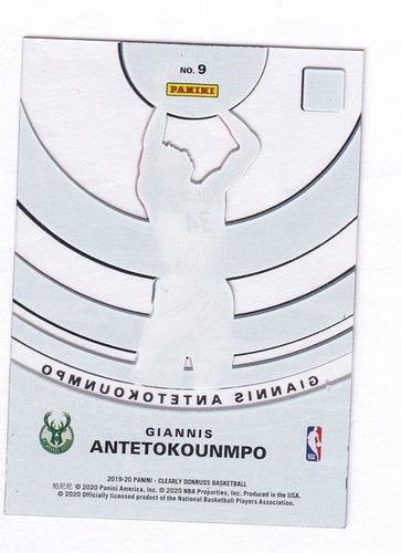 2019-20 Panini Donruss Clearly Giannis Antetokounmpo Bucks #9