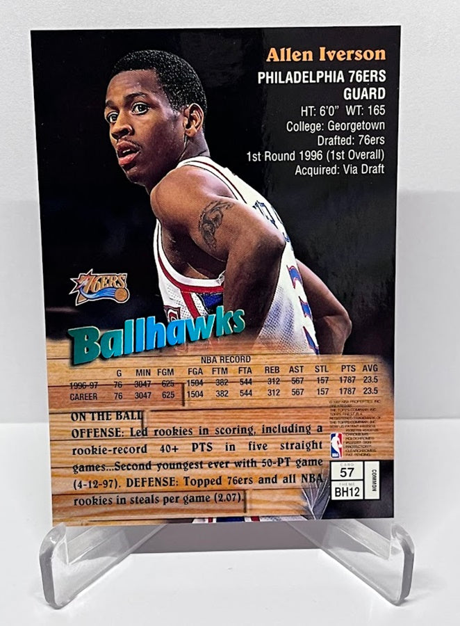 1997 Topps Finest Ballhawks Allen Iverson Philadelphia 76ers #57