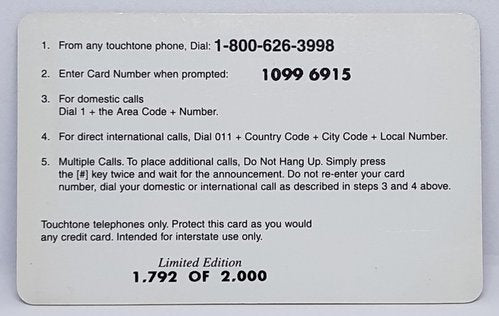 Michael Jordan Chicago Bulls Telephonecard US 5 $ Limited 1792 of 2000