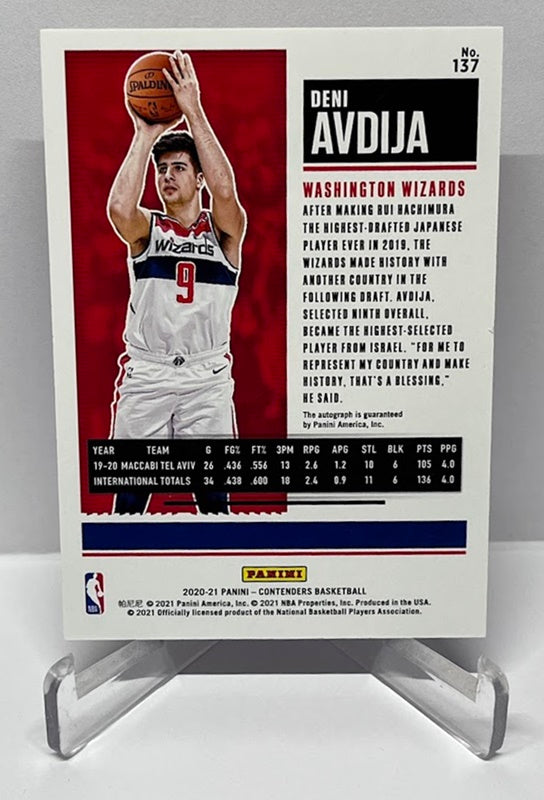 2020-21 Panini Contenders AU on Card RC Deni Avdija Washington #137