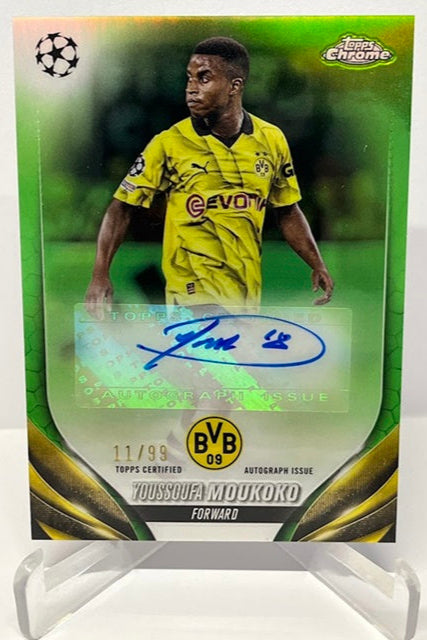 2023-24 Topps Chrome UEFA Green AU Youssoufa Moukoko BVB 11/99