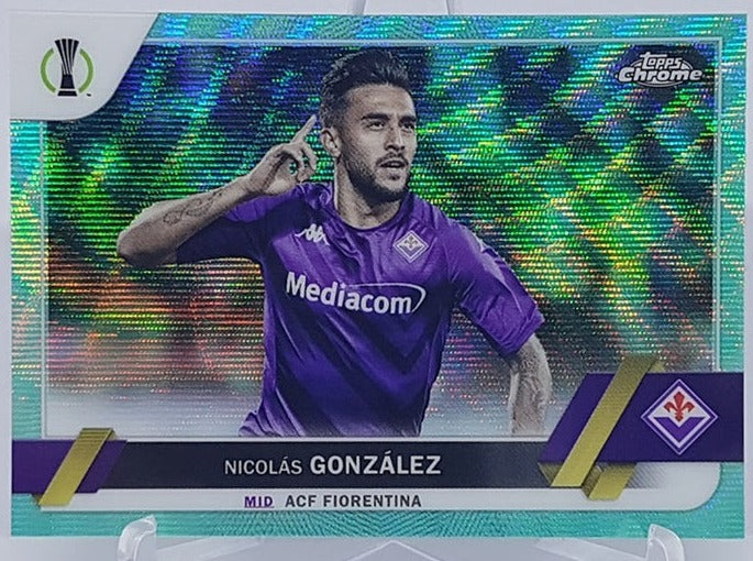 2023 Topps Chrome Aqua Nicolas Gonzalez Fiorentina 189/199 #77