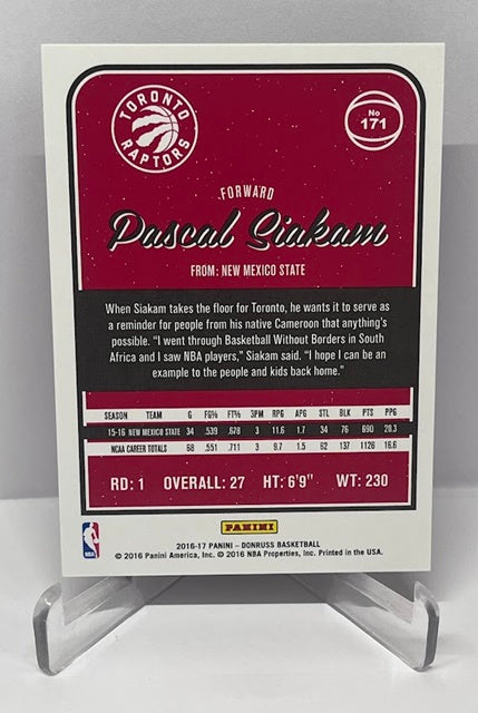 2016-17 Panini Donruss RC Pascal Siakam Toronto Raptors #171