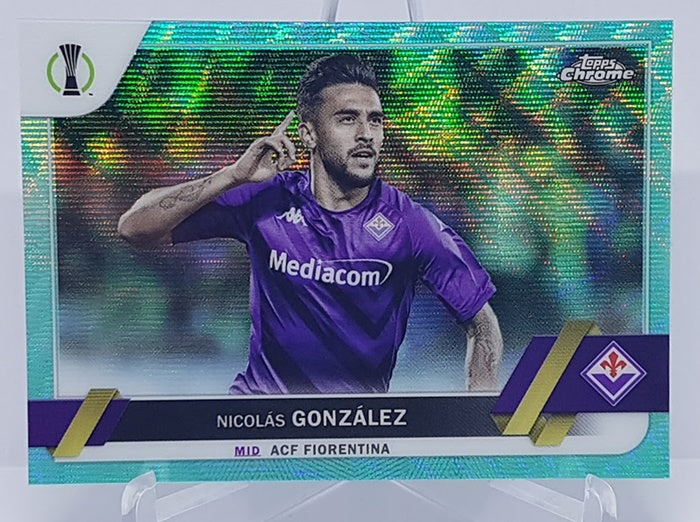 2023 Topps Chrome Aqua Nicolas Gonzalez Fiorentina 189/199 #77